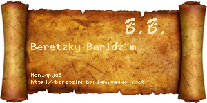 Beretzky Barlám névjegykártya